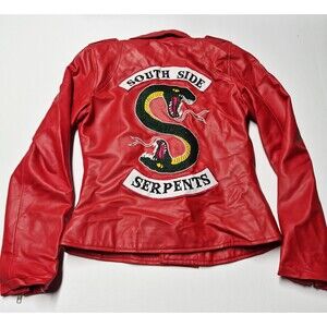 ​NWT Red Faux Leather South Side Serpents Moto Jacket Cheryl Blossom Cosplay S